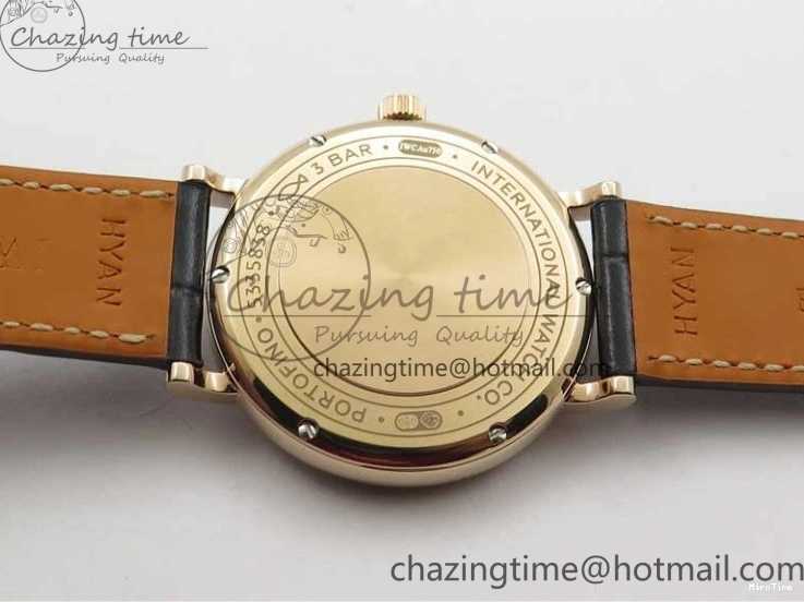 MIROTIME 1228 Durable Portofino 37mm RG V7F 1:1 Best Edition Gray Dial Diamonds Bezel on Black Leather Strap A 7089